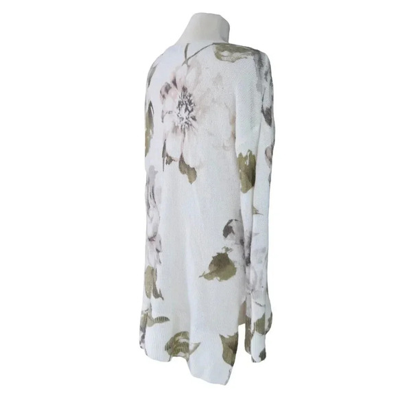 *FLAW* Abercrombie & Fitch Women's Sweater XS Floral Cream Oversize Wool Blend - Picture 4 of 11